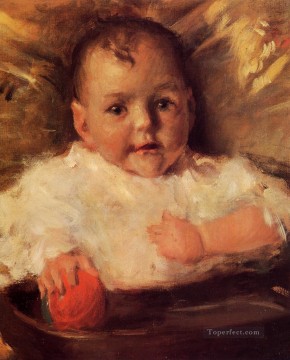 William Merritt Chase Painting - Bobbie A Portrait Sketch William Merritt Chase